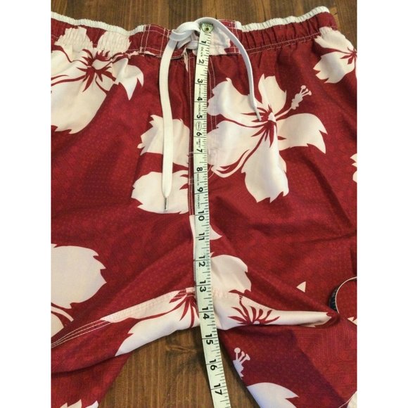 Speedo Mens Swim Trunks Board Shorts Size L Hawaiian Print red white - Picture 7 of 8